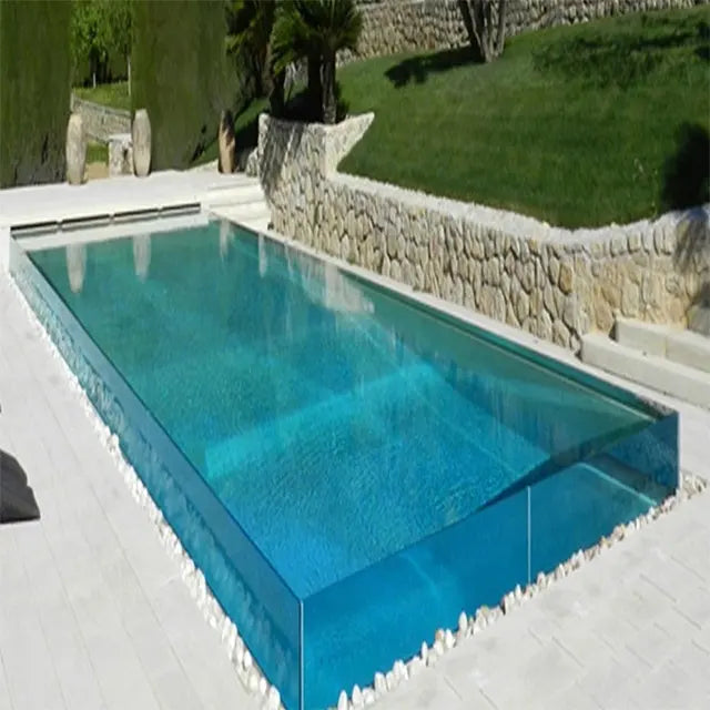 Piscina exterior acima do solo de tamanho completo melhores designs piso durável vidro transparente painel de piscinas de recipientes de natação sem fim